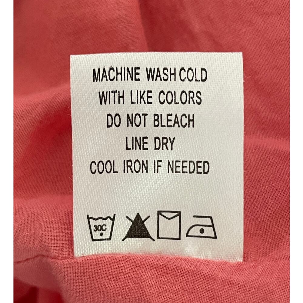 Tyler Boe Ansley Linen Mini Puff Sleeve Tiered Dress Coral Pink Small Beachy - Picture 13 of 13